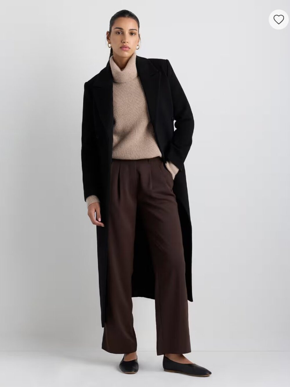 Quince Italian Wool Tailored Long Coat – Black – Size Small